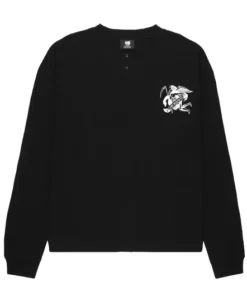 G59 Patched Henley Black Sweatshirt