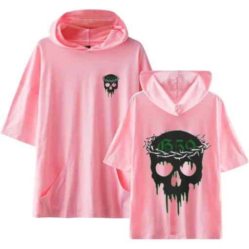 G59 T-shirt with Hooded Cool Casual Short Sleeve Tee Top for Women and Men Summer Wear